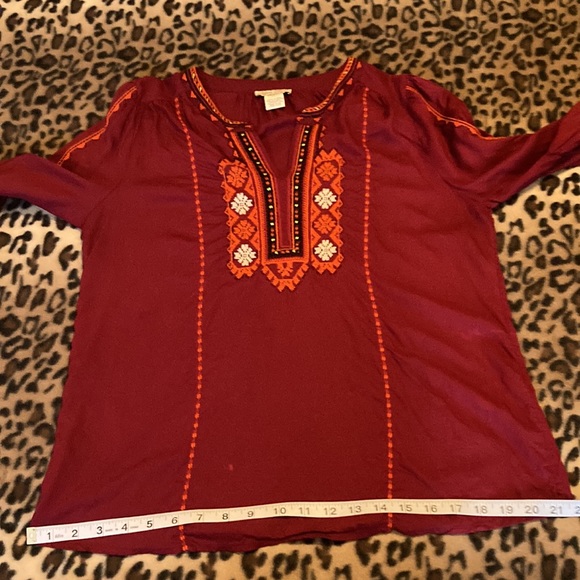 2 for $13 LUCKY BRAND Shirt V-Neck Women's Size M Bohemian Top Lucky Brand Boho - Picture 8 of 11